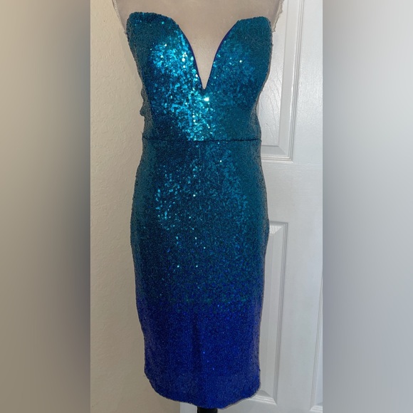 Shining Brighter Than Before Sequin Dress - Jade/Blue - Picture 5 of 7